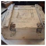 Vintage Military Style Wood Crate with Hinged Lid