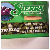 100ct Sierra GameKing 6mm .243 Dia. 85 Gr. HPBT Rifle Bullets (#1530)
