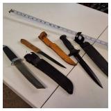 Lot of 3 Fixed Blade Survival & Tactical Knives with Sheaths