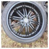 Awesome Set of 4 Custom Black & Chrome Wheels with Nitto 420V Luxury Truck Tires (inlcudes lug nuts)