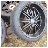 Awesome Set of 4 Custom Black & Chrome Wheels with Nitto 420V Luxury Truck Tires (inlcudes lug nuts)