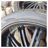 Awesome Set of 4 Custom Black & Chrome Wheels with Nitto 420V Luxury Truck Tires (inlcudes lug nuts)