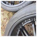 Awesome Set of 4 Custom Black & Chrome Wheels with Nitto 420V Luxury Truck Tires (inlcudes lug nuts)