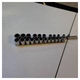 Snap On Metric (19mm to 8mm) & SAE (7/8" to 1/4") Socket Sets on Storage Rails - Professional Grade Hand Tools