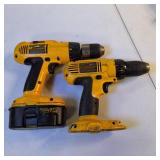 Lot of 2 DeWalt 18V Cordless Drills - Models DC970 & DC759 (Tool Only)
