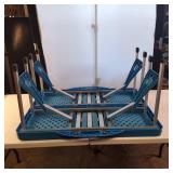 GoDecor camping table in blue, which folds into a compact carrying case