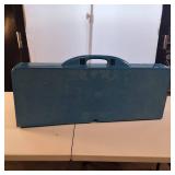 GoDecor camping table in blue, which folds into a compact carrying case