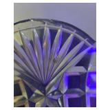 10 Piece Glass Lot- American Brilliant cut glass bowl & serving platter, juicer, shot glasses, sherbert dish,