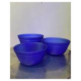 3 Piece Anchor Hocking Frosted Blue Glass Measuring Bowls