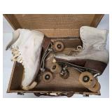 Vintage Roller Skates W/ Wood Wheels - Case Included