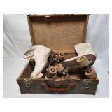 Vintage Roller Skates W/ Wood Wheels - Case Included