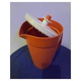 3 Piece Lot- Vintage Tupperware pitcher, Stoneware Cookie Jar, French Onion Soup Crock
