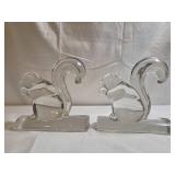 Vintage Barth Art glass Squirrel figure bookends