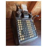 Vintage Burroughs Portable Adding Machine & Vintage Plug in Clock