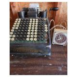 Vintage Burroughs Portable Adding Machine & Vintage Plug in Clock