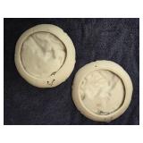 Vintage 3D Bisque porcelain wall plates "Blue Boy & Pinky Girl"