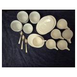 Vintage Arabia Finland "Resta" white tea cups and matching tableware -Lot of 23 pieces