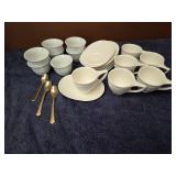 Vintage Arabia Finland "Resta" white tea cups and matching tableware -Lot of 23 pieces