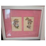 Vintage 18th Century French Fashion pictures in frames - Lot of 4