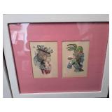 Vintage 18th Century French Fashion pictures in frames - Lot of 4