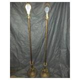 Pair of floor lamps & Wrought Iron Weather Barometer.