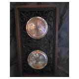 Pair of floor lamps & Wrought Iron Weather Barometer.