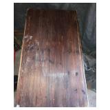 Vintage Rustic wood storage trunk style table on wheels