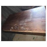 Vintage Rustic wood storage trunk style table on wheels