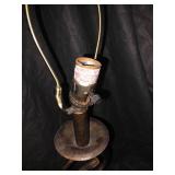 Two Vintage Wrought Iron table lamps with handcrafted metal flower design