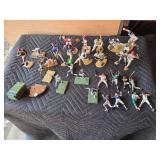 Vintage Sports figures with turf and home plate stands/bases - Lot of 34 pieces