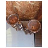 Vintage Pair of Ornate Bronze-finished candle holders