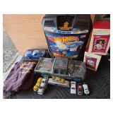 Vintage variety of toy cars, Racing ornaments, Hotwheels, Chevy Bag. Lot of 15 pieces