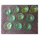 Vintage Morgantown Seneca "Driftwood" crinkle sherbert glasses in Apple Green - Lot of 10