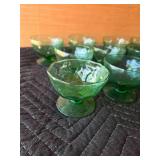Vintage Morgantown Seneca "Driftwood" crinkle sherbert glasses in Apple Green - Lot of 10