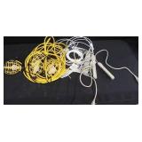 INDUSTRIAL HANGING LIGHTS, 3 SURGE PROTECTORS AND WIRES