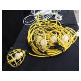INDUSTRIAL HANGING LIGHTS, 3 SURGE PROTECTORS AND WIRES