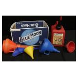 1 GAL. GAS CAN, 5 FUNNELS