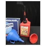 1 GAL. GAS CAN, 5 FUNNELS