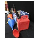 1 GAL. GAS CAN, 5 FUNNELS