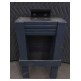 HEAVY DUTY WOODEN BASE WITH SMALL ANVIL ON TOP