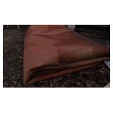 HEAVY DUTY MESH ORANGE DRIVEWAY TARP, HUGE PIECE OF WHITE MESH FABRIC