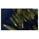 LARGE LOT OF VINTAGE POWDER AND SHOT FLASK, AND AMMO