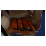 LARGE LOT OF VINTAGE POWDER AND SHOT FLASK, AND AMMO