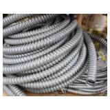 3 DIFFERENT SIZES OF CLAD CABLE (ELECTRICAL CONDUIT) AND YELLOW WIRES