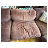 Mid Century Modern 7 Piece Modular Brown Suede L-Shaped Sectional Sofa with Throw Pillows