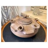 Hand Carved Wooden Vessel with Lid - Decorative Container