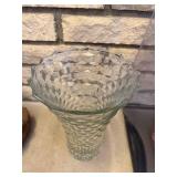 Clear Glass Vase - Hobnail Diamond Pattern, Tall Flared Rim