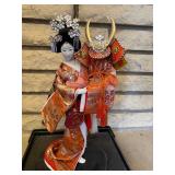 Vintage Yaegaki Hime Doll in Kimono with Decorative Kabuto Helmet