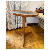 Danish Teak Round Side Table - Black Top (Made in Denmark)