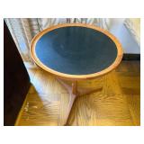 Danish Teak Round Side Table - Black Top (Made in Denmark)